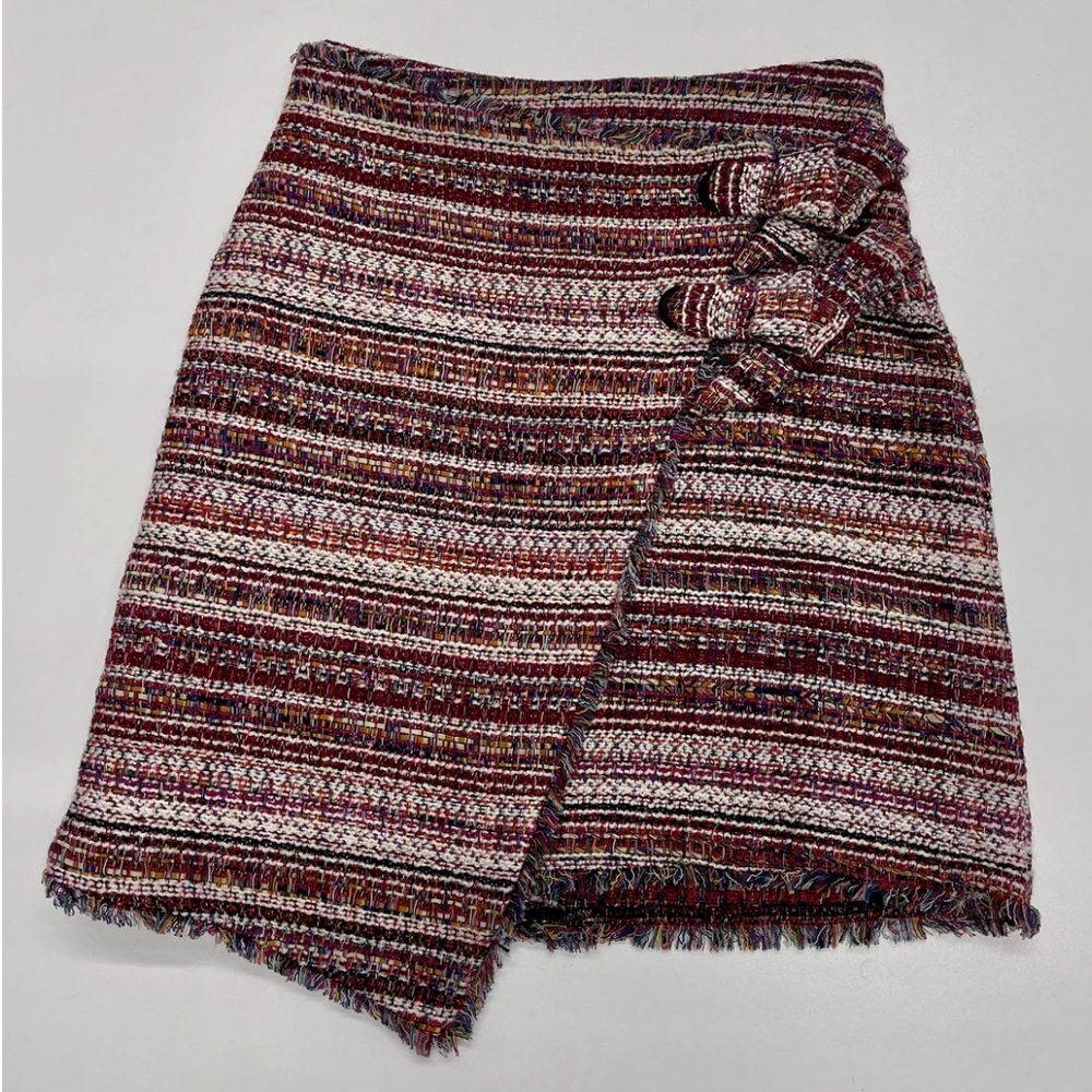 Halogen Sz 0 Tweed Multicoloured Faux Wrap Lined Skirt Clueless Preppy 90s